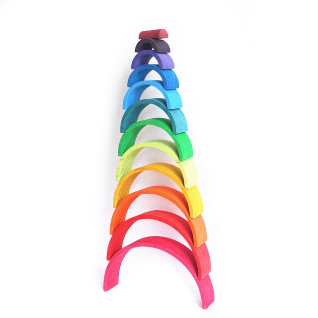 12Pcs Rainbow Stacker Wooden Toy